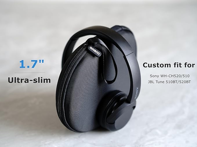 Ginsco Case Compatible with JBL Tune 510BT Bluetooth Headphones, with JBL Tune 520BT/670NC Live 460NC, with Sony WH-CH520/510, Portable Travel Carrying Headphone Case for On Ear Headphones (Black) | Bluetooth Headphones