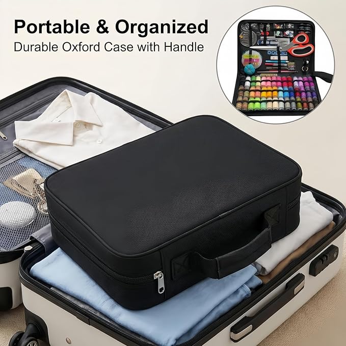 Forypretty Sewing Kit for Adults, 228 PCS Needle and Thread Kit with Tailor Scissors and Accessories, 43 XL Thread Spools, Travel Sewing Kit for Beginners, PU Leather, Gift for Mom Grandma