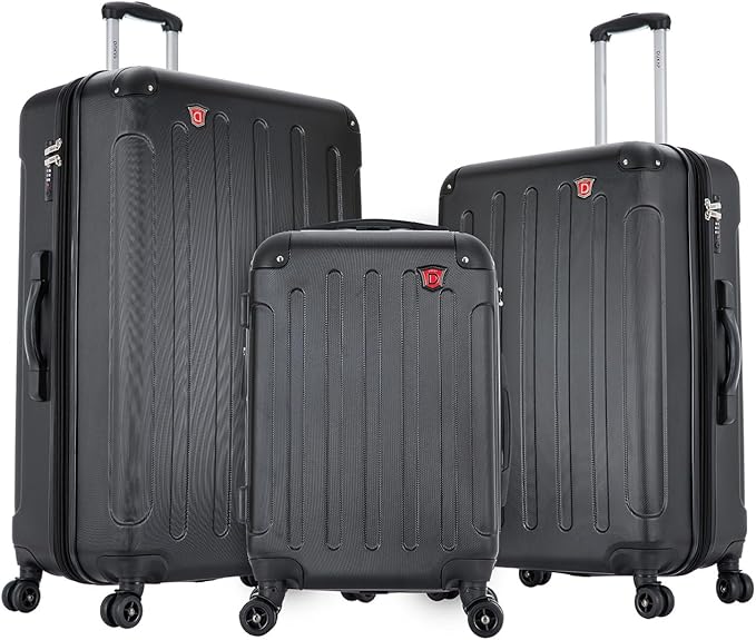 DUKAP INTELY Hardside Luggage Set with Spinner Wheel | Spacious Travel Suitcases with TSA Lock and Ergonomic GEL Handle | 3 Piece Set (20"/28"/32") | Black