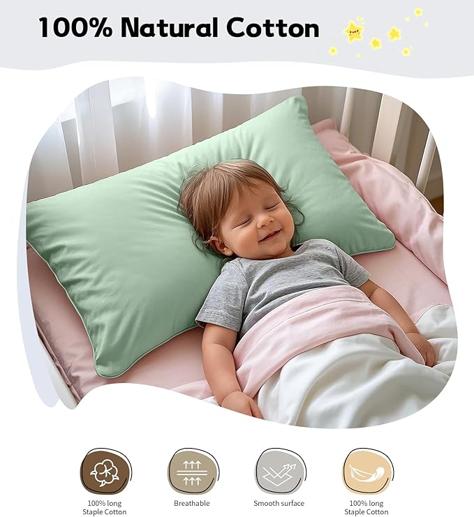 Deep Dream Toddler Pillowcases for 13x18 Pillow 2 Pack, 100% Cotton Travel Pillow Case Cover, 600 Thread Count Cotton Pillow Covers, Soft & Breathable Small Pillow Cases Envelope Closure, Baby Blue
