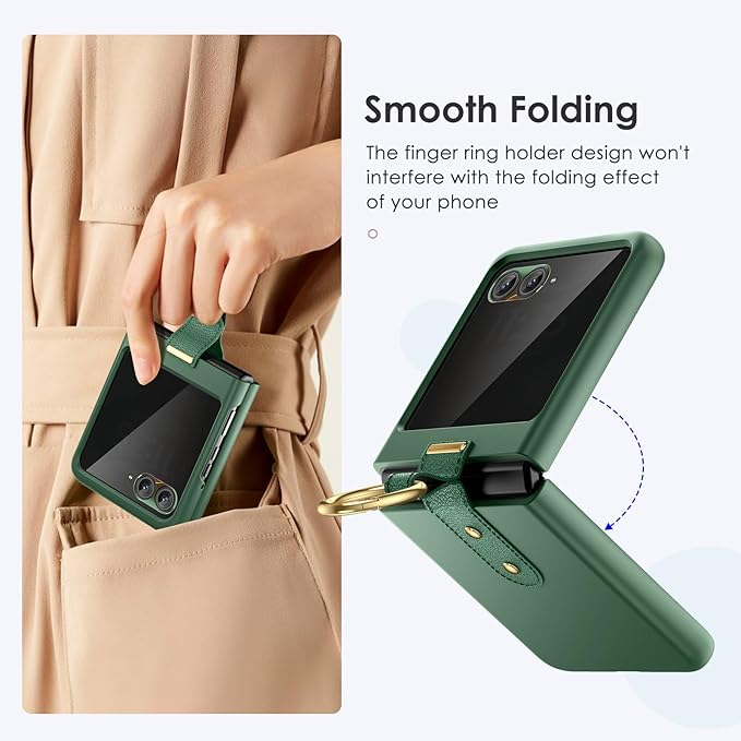 Maxdara for Motorola Razr 2026/2025/2024 Case with Ring [Not Fit Ultra or Plus], Moto Razr 2025/2024 Case with Built-in Privacy Screen Protector Slim Thin Cover, Green (Privacy Screen)