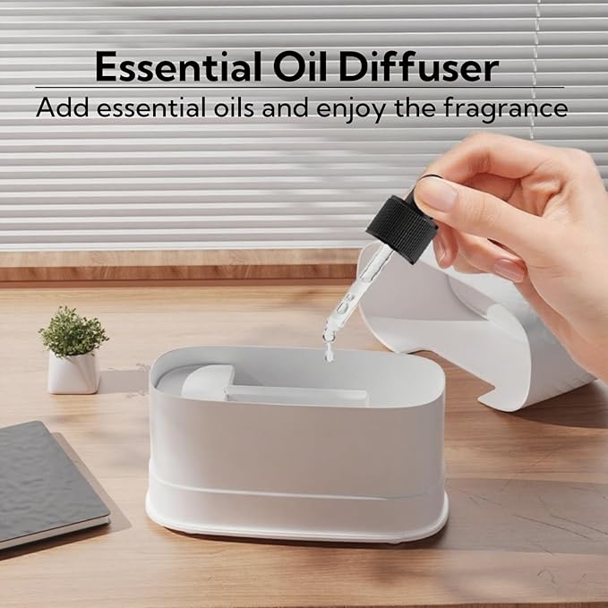 Portable Small Humidifier Dual Nozzle - Large Cool Mist Humidifiers Double Spray Ports, Water Shortage Protection, Ultra-Quiet, Mini Humidifier for Bedroom Plants Office Car Travel (Flame White)