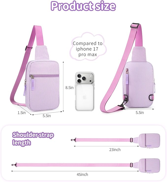 Birthday Gifts for 8 9 10 11 12 Year Old Teens Girls Kids, Fanny Pack Crossbody Bag Sling Belt Bags Purse, Dorm Travel Essentials for Girls Fashion, Preppy Tween Teen Girl Gift Trendy Stuff