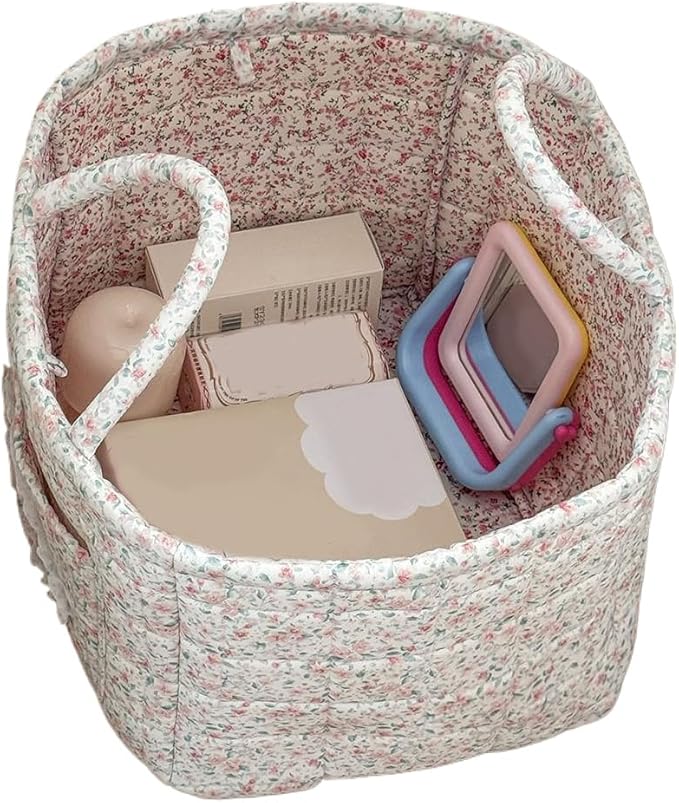 Floral Fabric Storage Basket Car Interior Storage Basket Underwear Sundries Laundry Baskets Supplies Home Organizer Bag (style 3)