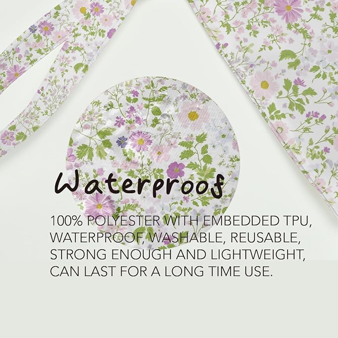 Fokongna Floral Print Wet Bag, Small Portable Waterproof Multi-Functional Organizer for Women, Ideal for Daily, Beach & Travel, White & Green Minimalist Wildflower