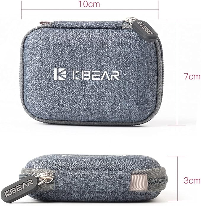 KZ ZS10 Pro IEM Case for in Ear Monitor, KBEAR Earbuds Case with Carabiner, EVA Travel Storage Bag for CCA CRA, Shure SE215, Moondrop Chu, CCZ Melody, KBEAR KS1, TANGZU, iems Cable, Ear Tips (Grey)