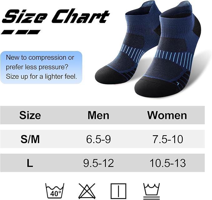 Ankle Compression Socks for Men and Women 6 Pairs, Low Cut Breathable Seamless short Running Socks with Arch Support