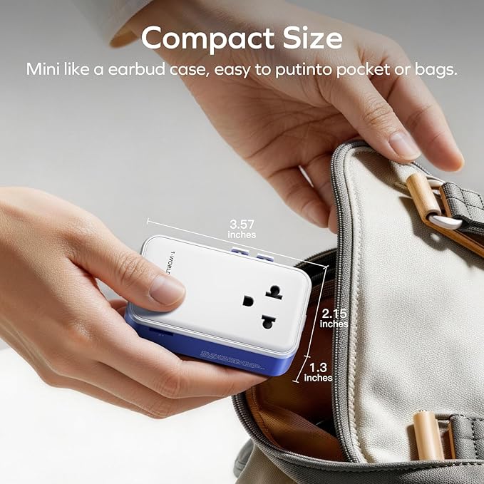 (2026 NEW) MOMAX Universal Travel Adapter, Ultra-Thin 1-World Pocket 70W GaN International Plug Adapter with 3 USB-C & 1 USB-A Fast Charging All-in-One Wall Charger for USA EU UK AUS (1-Pack, Blue)