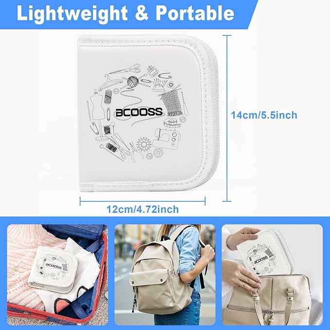 bcooss Sewing Kit for Adults: Portable Sewing Supplies Including Scissors, Threads, Needles, Pearl Pins, Seam Ripper, Tape Measure, Bobbins, Clips - Sewing Machine kit for Beginners Home Travel