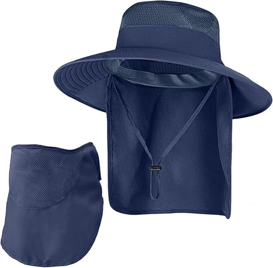 Sun Hats for Men Women Fishing Hat UPF 50+ Breathable Wide Brim Bucket Hats Summer UV Protection Safari Hat with Neck Flap