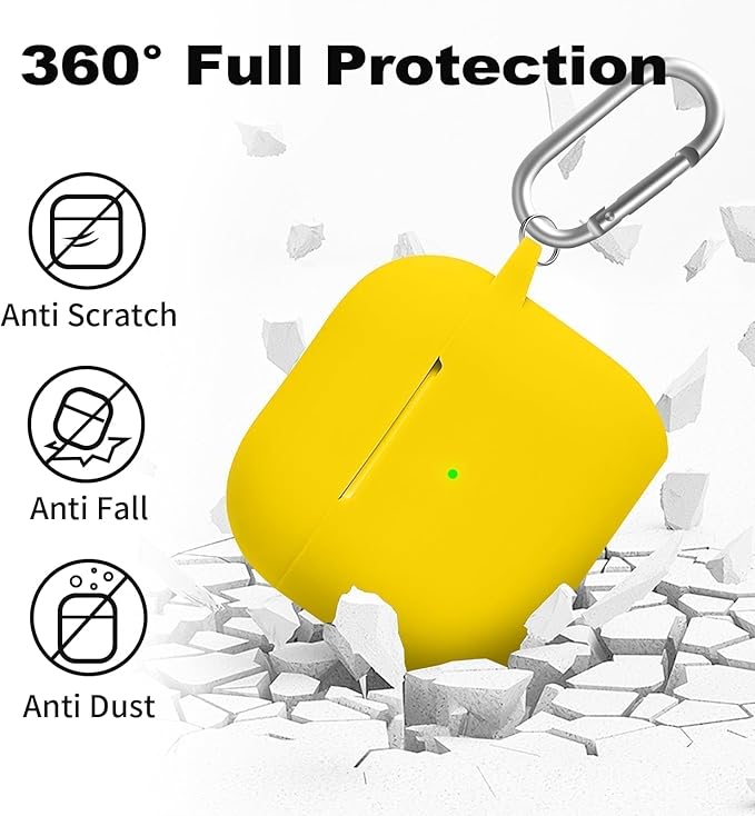 for Airpods 4th Case Cover, Come with Cleaner Kit,Soft Skin Silicone Case Cover with Keychain, Full Protective Case for Men and Women, Compatible with AirPods 4th Generation Case,Yellow