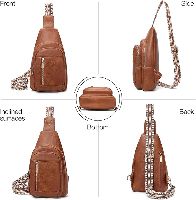 GAEKEAO Sling Bag for Women Crossbody Bags Vegan Leather Fanny Pack Chest Trendy Shoulder Bag for Travel Everyday Vacation