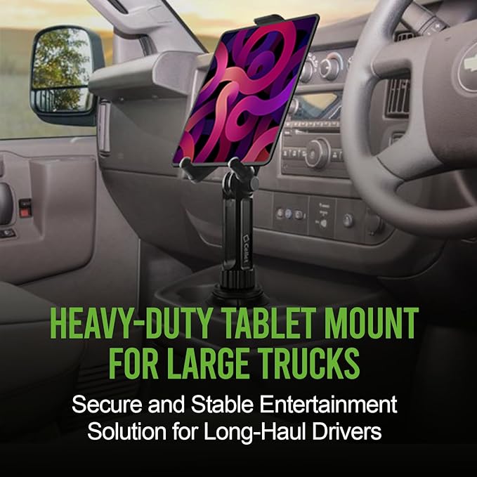Cellet Cup Holder Tablet Mount, Car Cradle Holder Compatible for All iPad Pro, Air, Mini, Samsung Galaxy Tablet, Amazon Fire, Microsoft Surface