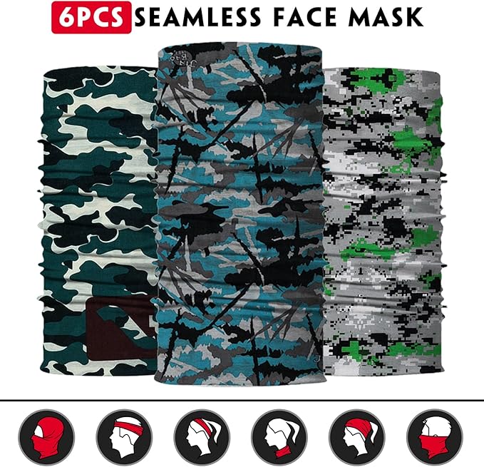 Neck Gaiter for Men Women Headwear Bandana Head Wrap Face Scarf Mask Cover Warmer Balaclava-Seamless & Versatile