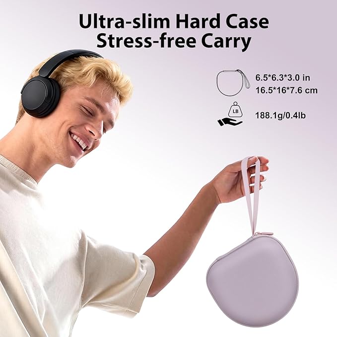 Headphone Headset Case for JLab JBuds Lux ANC/JLab Go Lux ANC/TOZO T3/Beats/JBL/BERIBES/Picun/KVIDIO Noise Cancelling Over-Ear Foldable Headphone, Mauve