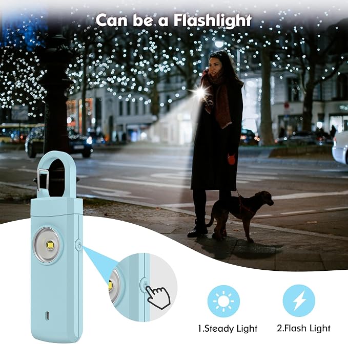 Rechargeable Personal Alarm for Women - Valentine Birthday Gifts for Women, Daughter, College Student, Teen Girl, Elders, Kids, Siren Alarm, USB Charging, Aqua