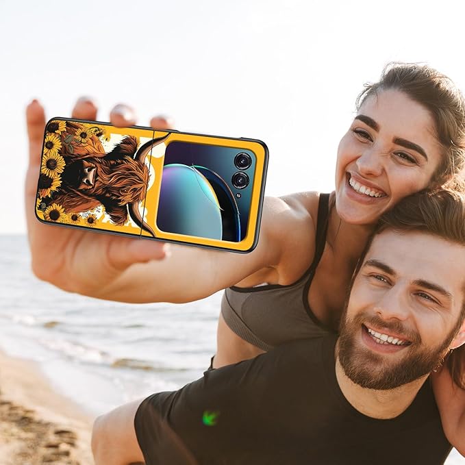 for Motorola Moto Razr Plus 2024 Case,for Moto Razr 50 Ultra Case Cute Slim Hard PC Thin Anti-Scratches Shockproof Protective Phone Cover for Motorola 50 Ultra,Cute Cattle Flower