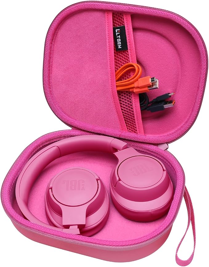 LTGEM Case Compatible with JBL Junior 320BT / Junior 320 / Tune 770NC / 510BT / 720BT / 520BT / 520C / 670NC, for JBL Live 770NC / 670NC / 680NC / 780NC Headphones, Rose Red