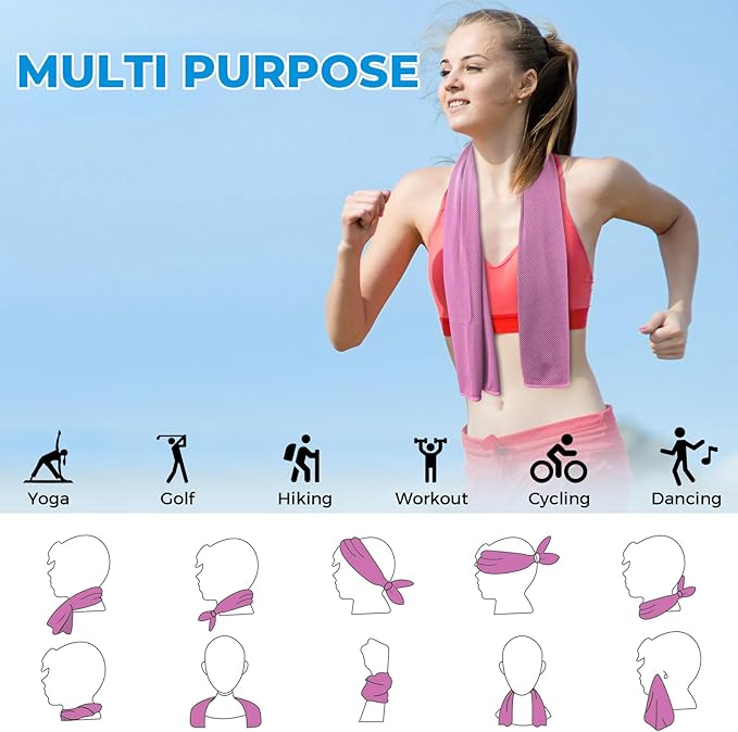 Cooling Towels for Neck and Face - Soft Breathable Chilly Towel, Sweat Wraps, Cool Rags Quick Dry Towel for Hot Weather, Workout, Sports, Yoga, Gym, Hiking, Running, Trips, Golf