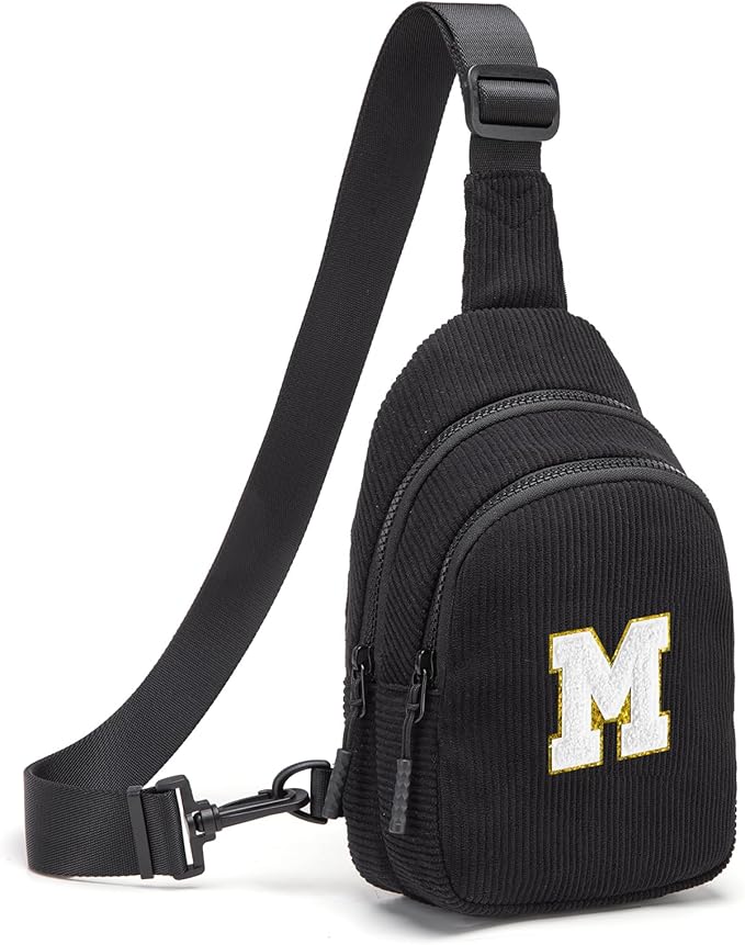 Viverte Small Corduroy Sling Bag Initial Crossbody Bag Fanny Pack for Girls Personalized Birthday Gifts for Teen Girls Gifts