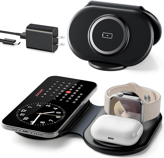 2026 Traveling Portable Wireless Mag-Safe Fast Charging Station,Magnetic 3 in 1 Charger for iPhone 17 16 15 14 13 12 Pro Max Plus,Apple Watch Series & Air pods 4 3 2 Pro-Gifts for Family
