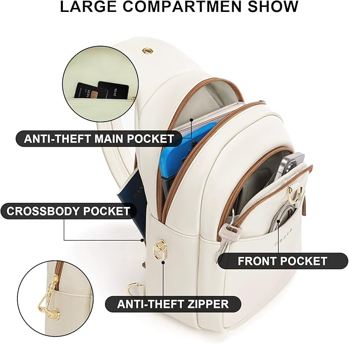 OSOCE Crossbody Bags for Women Sling Bag Anti Theft PU Leather Travel Chest Purse Small Adjustable Strap Fits Large Phone