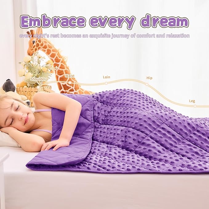 Purple Weighted Blanket Kids 10lbs, 40"x60", Twin Size Breathable Cooling Minky Heavy Throw Blanket for 80-120lbs, Soft Winter Thick Big Blankets Weighted Comforter Gifts for Sleeping