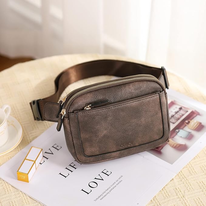 CLUCI Fanny Packs for Women Cross body, Belt Bag for Women, Mini Everywhere Crossbody Waist Bag Adjustable Strap, Vegan Leather Women's Fanny Pack