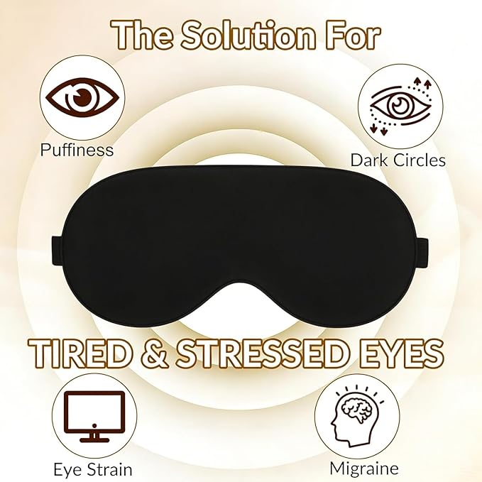 100% 6A Mulberry Silk Sleep Mask for Women & Men – Soft Breathable Eye Mask for Sleep, Blackout Design for Migraine Relief & Puffy Eyes – Perfect for Travel, Office, Airplane – Eye Care Gift