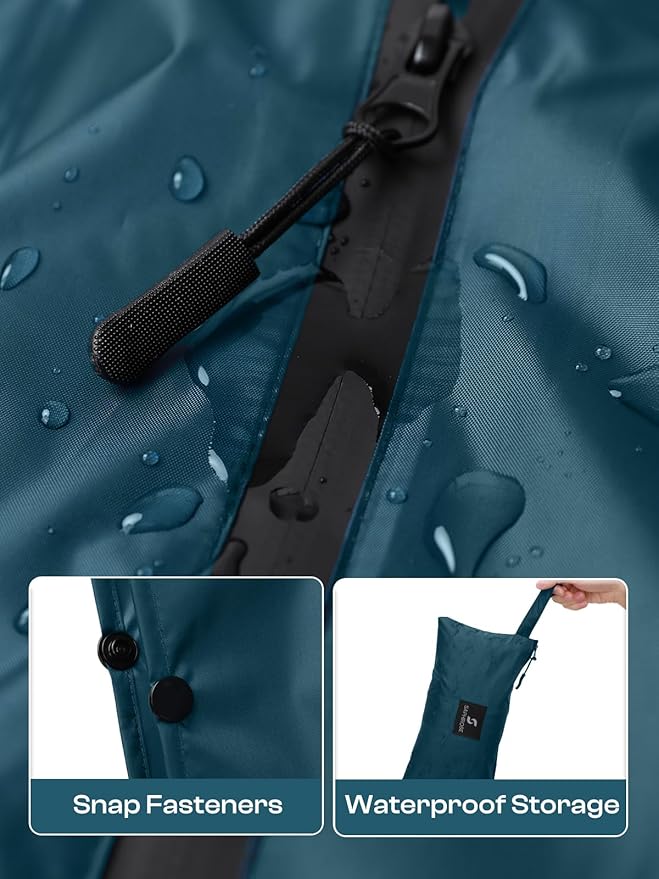 SaphiRose Lightweight Waterproof Rain Poncho for Adults with Hood Portable Rainwear for Outdoor