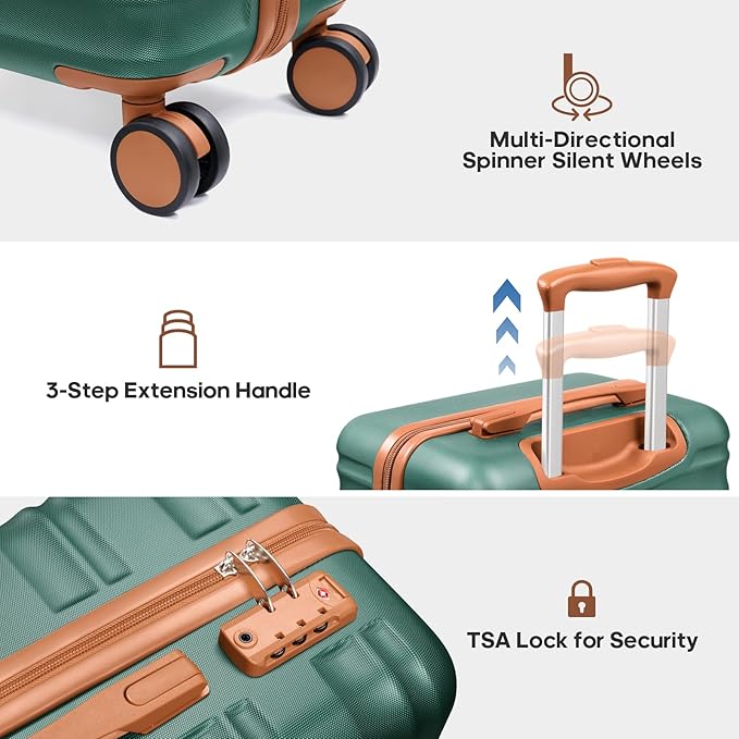 7 Piece Luggage Sets with Premium YKK Zipper, 20/24/28in PC Hardside Suitcase With Spinner Wheels, Luggage Airline Approved, Durable Suitcase Sets with TSA Locks for Travel