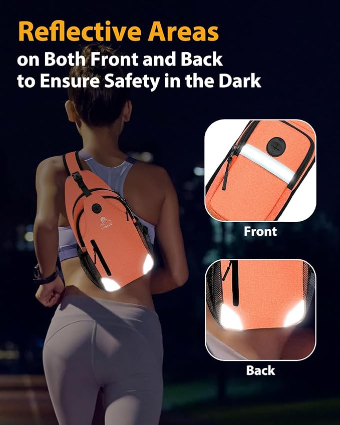 Sling Backpack for Women & Men, Crossbody Travel Bag with Water Bottle Holders, 17 Pockets, Quick-Access Phone Pocket, Hidden Security Pocket, Fits 11" Tablet, for Daily Carry, Travel, Theme Parks