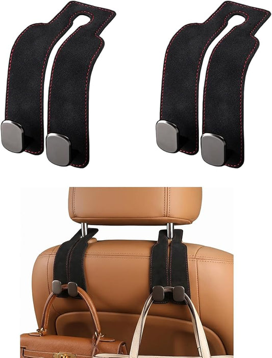 GoldenLife Headrest Hooks for Car, 2 Pack Premium Car Bag Hooks | Secure Heavy-Duty, Elegant & Universal Fit Car Hooks for Purses Handbags Grocery & Backpacks
