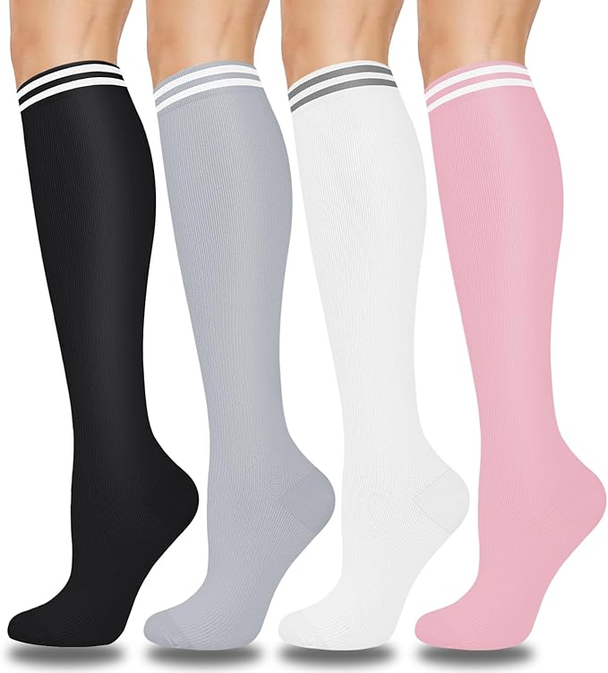 Aoliks Compression Socks for Women & Men 4 Pairs, Best Support for Nurses Running Travel