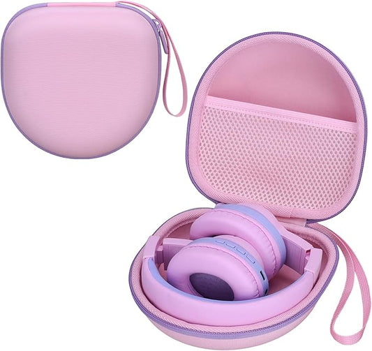 Kids Headphones Case Compatible with iClever BTH12 / HS19 / BTH26 / JoySpark-T5 / Candy Bila BH03 / EarFun/IMYB/MIDOLA MD-B01 / noot Products Foldable Kids Headphones, Pink/Purple Edge (Case Only)