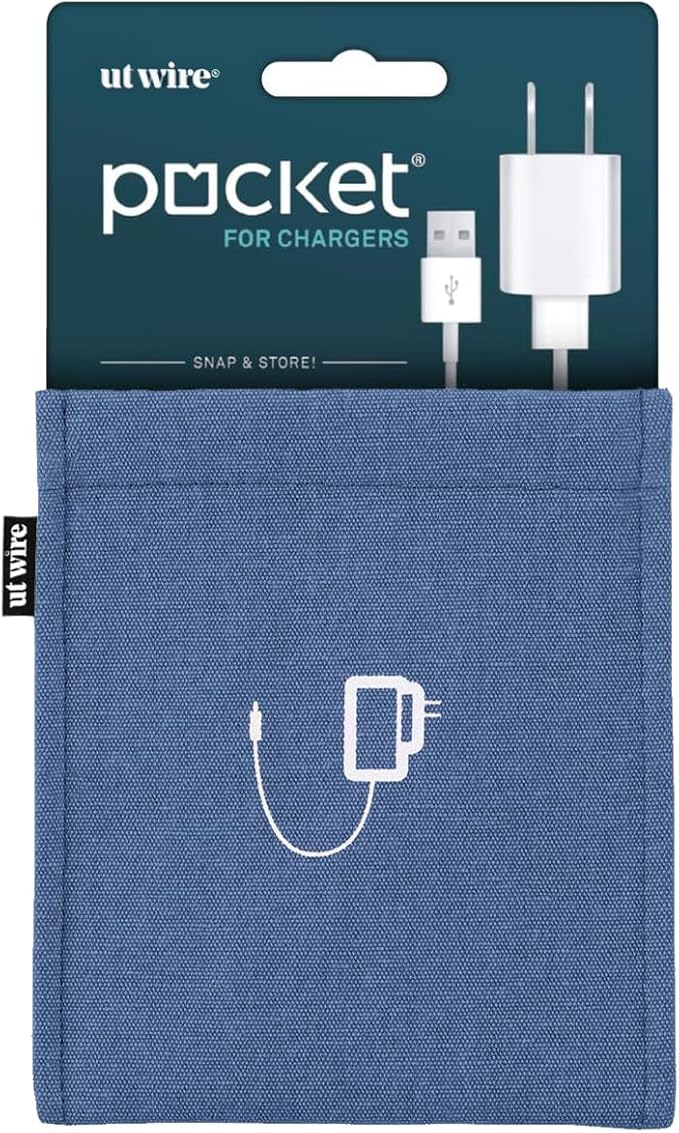 UT Wire Pocket Snap & Store Mobile Charger Case Pouch, Slate Blue