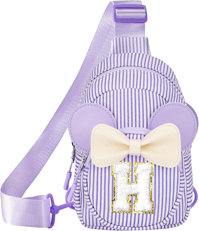 Girl's Initial Crossbody Sling Bag, Small Toddler Fanny Pack For Girl Kid, Girls Purses For Birthday Gifts For 3 4 5 6 7 8 Years Old