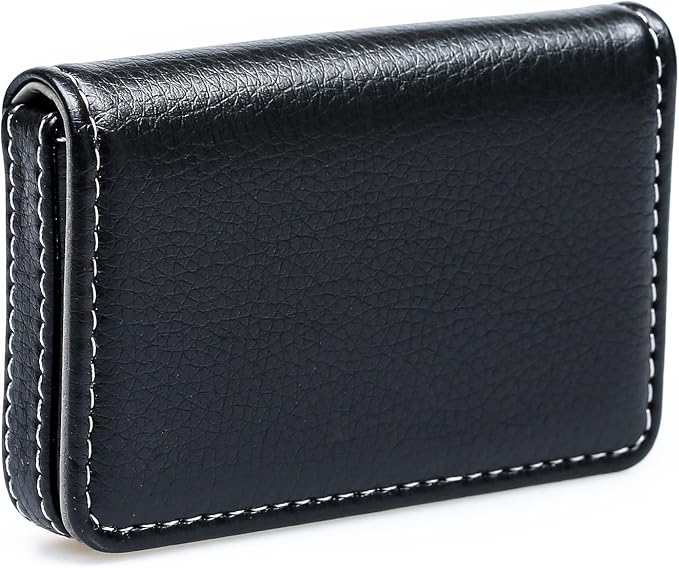 RFID Blocking Wallet - Minimalist Leather Business Credit Card Holder - Black