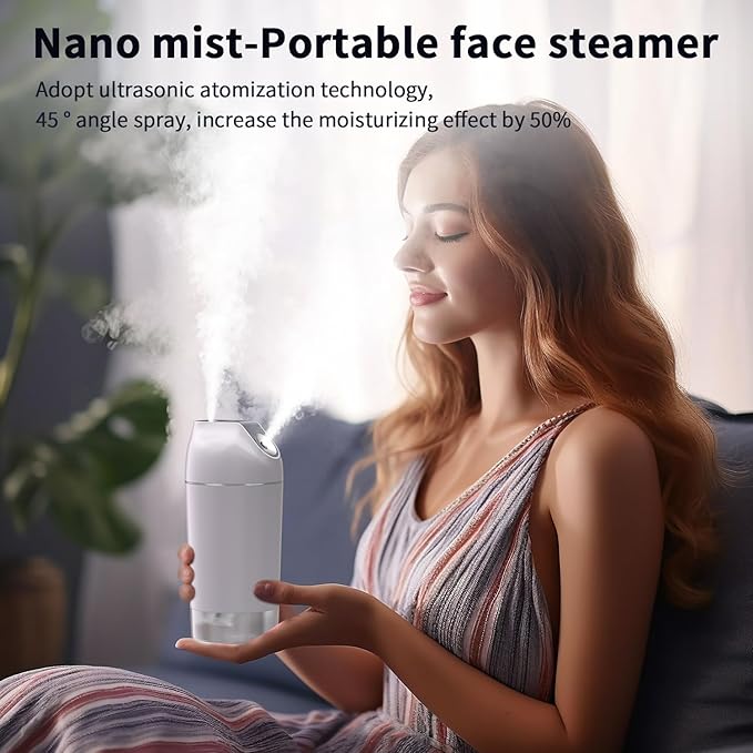 HandFan Small Portable Humidifier Rechargeable, 480ml Wireless Ultrasonic humidifier Battery Operated, Mini Personal Cordless Cool Mist Humidifiers, for Bedroom Office Travel Car Plants(Gray)