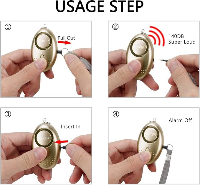 Personal Alarm for Women 140DB Emergency Self-Defense Security Alarm Keychain with LED Light for Women Kids and Elders-2 Pack (Aqua Marine & White)