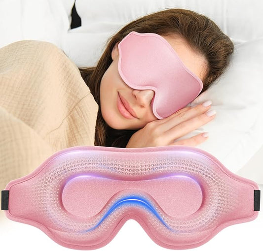 Sleep Eye Mask for Men Women, Weighted Sleeping Mask for Side Sleeper, Travel Blackout Night Blindfold Eye Shade Cover with Adjustable Strap (Blush, 4.6oz)