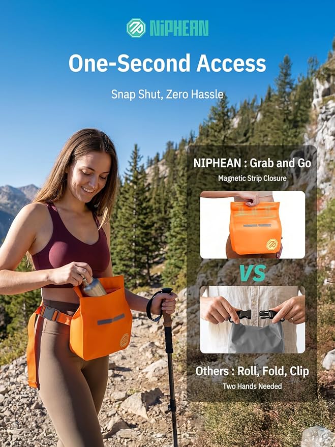 niphean IPX7 Waterproof Fanny Pack with Magnetic One-Hand Closure, Durable Waterproof Dry Bag, for Kayaking, Paddle Boarding, Beach Cruise Essentials, 2.5L Phone Pouch Dry Bags for Men Women