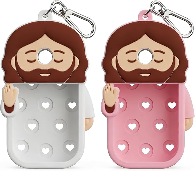 Cornholepy Cute Jesus Hand Sanitizer Keychain 30ml Silicone Spray Bottle Case for Purse Backpack School Office