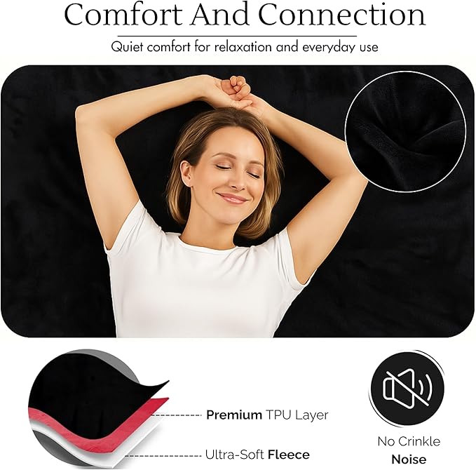 Waterproof Blanket for Bed Intimacy (80" x 60" Queen Size) Reversible Plush Fleece, Love Blanket, Moisture Absorbent TPU Layer Stain Proof Couch Bed Mattress Water Proof Cover Red/Black