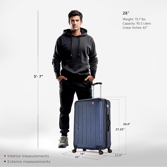 DUKAP INTELY Hardside Luggage with Ergonomic GEL Handle | Spacious Hardside Travel Luggage with TSA Combination Lock and Digital Weight Scale | 28 Inch Large Spinner Suitcase | Blue