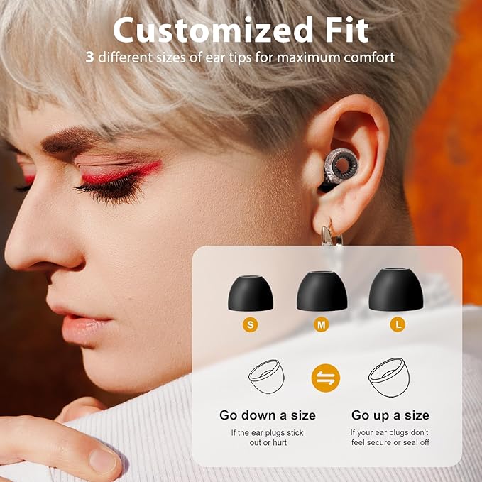 Yawsoy Concert Ear Plugs 2.0, 2 Pairs High Fidelity Noise Cancelling Ear Plugs, Hearing Protection for Concerts, Musicians, Live Events, Sports & DJs, 20dB Noise Reduction Earplugs (Black)