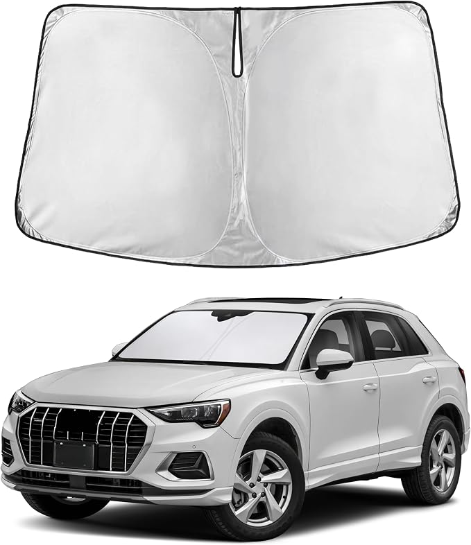 Autovir Windshield Sun Shade Fit for 2019-2024 2025 2026 Audi Q3 Sunshade, Front Car Window Shades Sun Visor, Blocks UV Rays & Heat, Car Accessories