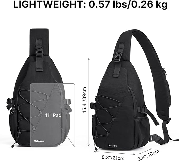 G4Free Sling Bag for Men Women, RFID Blocking Crossbody Bags, Hiking Daypacks Small Sling Backpack Chest Shoulder Bag Travel - Black