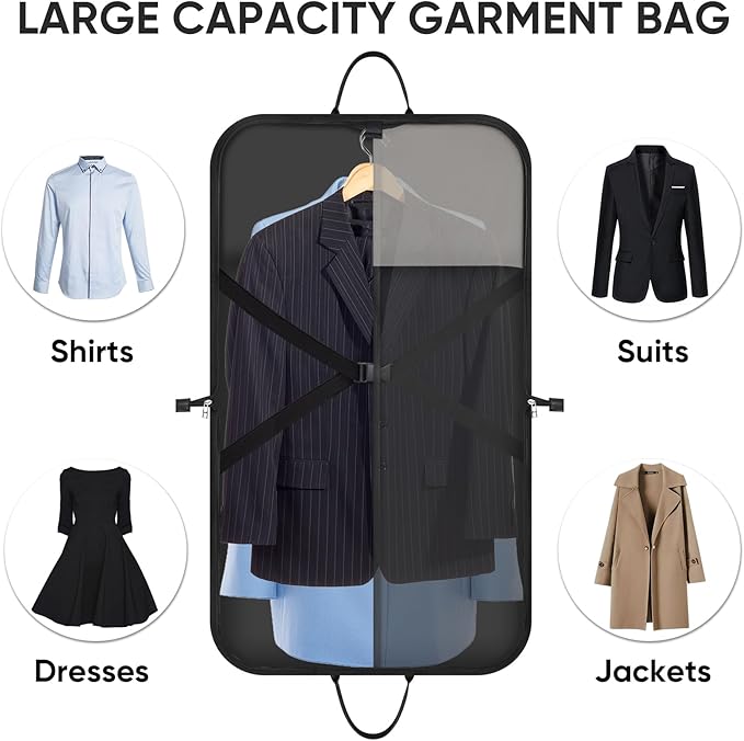 BALEINE Travel Garment Bag, Travel Suit Bag for Men, Water Resistant Carry on Garment Bag for Hanging Clothes, Garment Duffel Bag for Travel Business (Beige)
