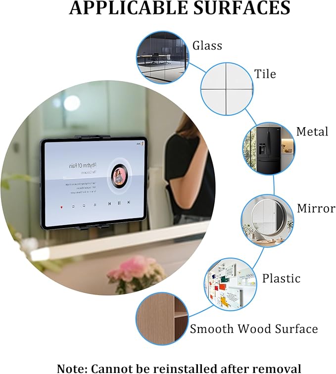 OHLPRO Tablet Wall Mount Holder, 360° Rotating iPad Wall Mount Holder with 3M Adhesive Base, Compatible with 4.7"-13" Devices Including iPad Pro, Mini, Air, Samsung, Kindle, Galaxy Tab